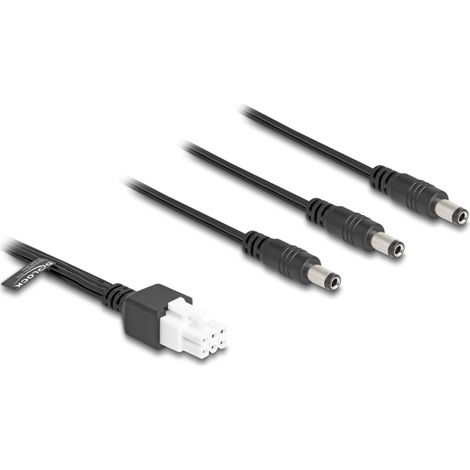 Delock Cable Mini-Fit 4,2 mm 6 pines macho a 3 x DC 5,5 x 2,5 mm macho 1 m negro