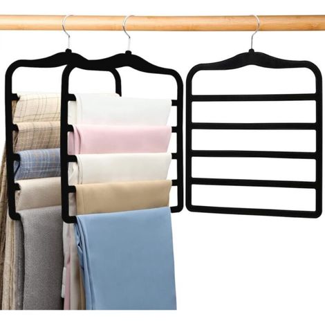 Lot de 3 organiseurs de garde-robe et boîtes de rangement pour pantalons, gain de place, en velours, pour étudiants et étudiants (1/5)