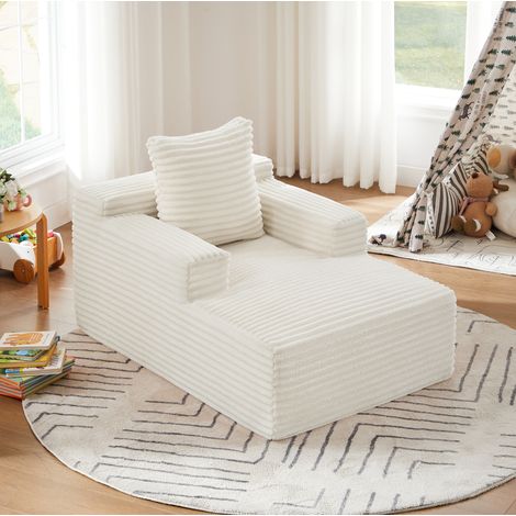 Chaiselongue in corda beige, senza montaggio, come divano letto e poltrona relax,81x117x50 cm (1/5)
