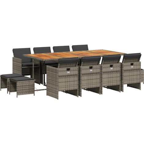 Maison Exclusive - Set comedor de jardín con cojines 13 pzas ratá (1/5)