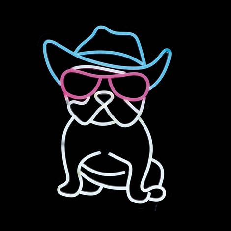 Ad Trend Insegna Neon LED "M. Funny Dog" 30 x 40 Cm Decorazione Luminosa da Parete