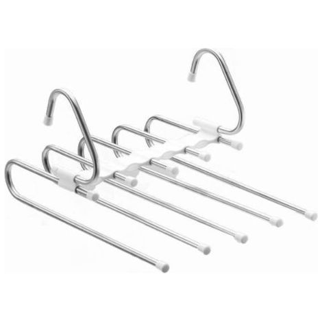 Lot de 2 cintres pour pantalons, organisateur de placard en métal gain de place, cintres antidérapants, rangement idéal pour pantalons, jeans, jupes, foulards et leggings. (1/5)