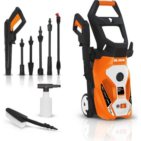 Nettoyeur haute pression électrique RURIS CleanPowerJet 1300 - 1600 W, 130 bar, 7 l/min, flexible 6 m