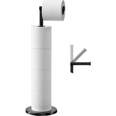 Porte Papier Toilette sur Pied, Distributeur de Papier Toilette en Acier Inoxydable, Support Porte-Papier Hygiénique Dérouleur avec Base Lourde, Anti-Rouille Porte-Rouleau Toilette (Noir) (1/4)