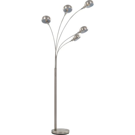vidaXL Lampada da Terra 200 cm 5 Bulbi E14 Argento