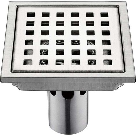 Siphon de Sol Siphon De Sol en Acier Inoxydable Salle De Douche Salle De , XU,Bain Grand Déplacement Treillis Carré Déodorant (Color : Metallic, Size : 15x15cm) - KZQ