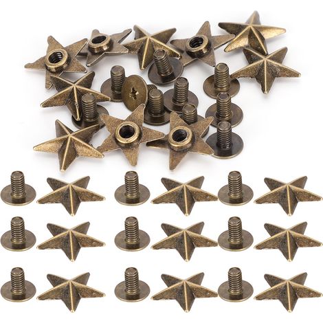 Rivets en forme d'étoile à faire soi-même pour la décoration de vêtements et de chaussures, vis de 14 mm, couleur bronze (1/5)