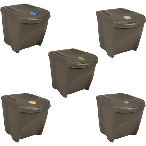 Maison Exclusive - Contenitori Impilabili per Rifiuti 3pz Grigio 75L Polipropilene