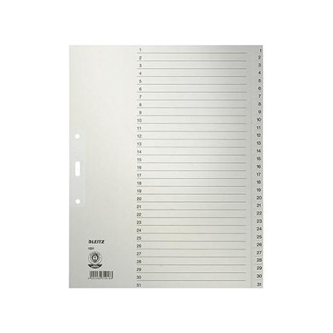 Zahlenregister DIN A4 Überbreite 100g/m² 1-31 Tauenpapier recycelt grau (1/4)