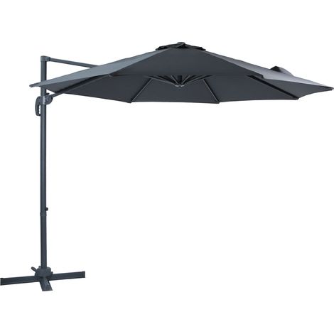 Axi Marisol Parasol Déporté Anthracite/Gris - Rectangulaire Ø 300Cm - Structure Aluminium - Rotation 360 - Inclinable - Résistant Aux Uv (1/5)
