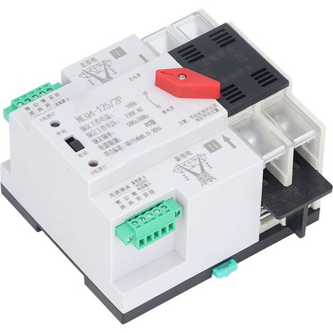 Commutateur de transfert double alimentation à commutation rapide automatique, montage sur rail DIN, 100 A, pour usage domestique (1/5)