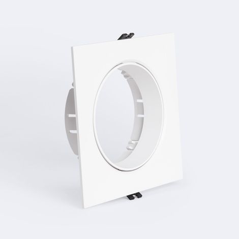 Aro Downlight Empotrable Cuadrado Direccionable para Bombilla LED GU10 AR111 Corte Ø135 mm Blanco