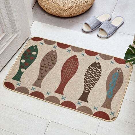 Nordique Petits Poissons Tapis Antidérapant Tapis Tapis De Sol Cuisine Tapis De Sol Tapis De Sol Poissons Motif Tapis De Sol Tapis De Bain Nordique (1/5)