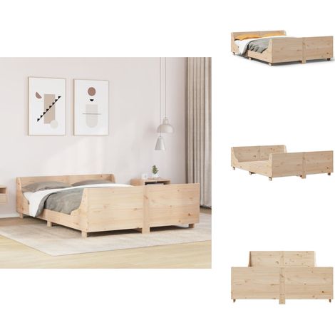 Cadre de lit sans matelas 160x200 cm bois massif de pin - Cadre De Lit - Lit Double - Lit En Bois - Bois Massif - Lit Design (1/5)