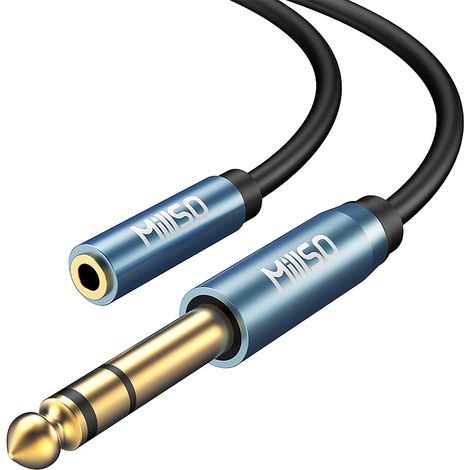 Adaptateur Jack 6.35 mm Mâle vers 3.5 mm Femelle Casque Prise Adaptateur 6.35 3.5 Audio Connecteur Stéréo Headphone Jack Adapter Plaqué (0.3 m) (1/5)