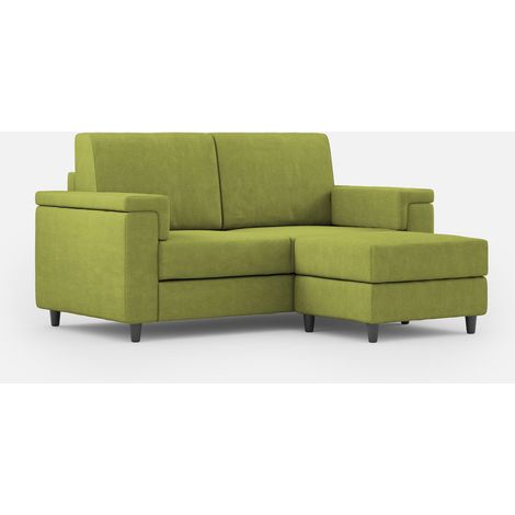Divano 2 Posti con Pouf 168x145x85 cm Marrak in Tessuto Verde (1/5)