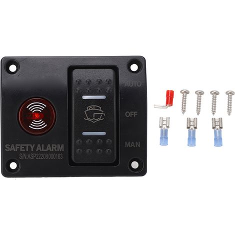 Interrupteur Pompe de Cale 3 Positions Manu Auto avec Flotteur et Voyant LED pour Bateaux et Yachts, 24V DC (1/5)