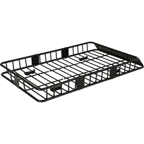 Panier de toit voiture métal noir longueur réglable universel 162 x 99 x 16 cm (1/5)