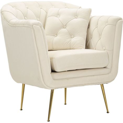Fauteuil Design "Budapest" 88cm Crème (1/5)