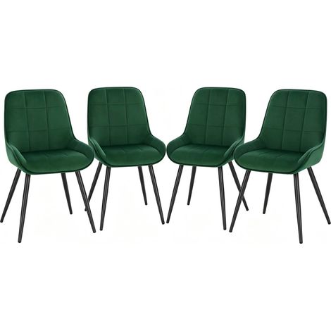 Set di 4 sedie da pranzo in velluto verde scuro con struttura in metallo (1/5)