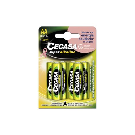 BLISTER 4+2 PILAS SUPER ALKALINAS LR6 - E91 /AA) CANCER MAMA CEGASA 329058