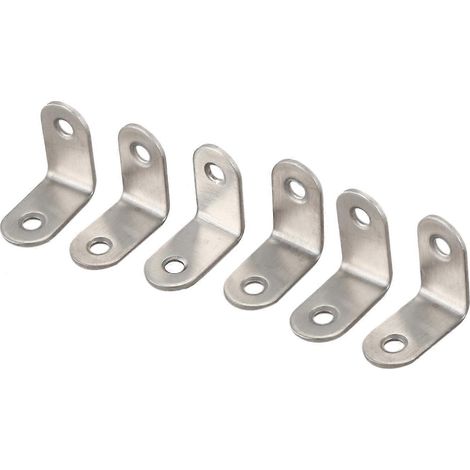 Lot de 6 équerres métalliques d'angle argentées 30x30mm (1/5)