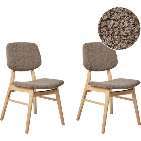Set di 2 sedie da pranzo in tessuto tortora e legno chiaro Elaine