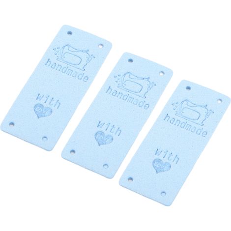 Étiquettes en Cuir PU Souple Bleu Ciel, 4 Trous - Accessoires pour Personnaliser Sacs et Chapeaux (1/5)