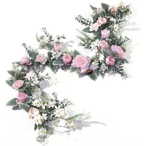 Décoration de fête, motif floral rose, guirlande classique, classique, 170 cm, motif botanique (1/5)