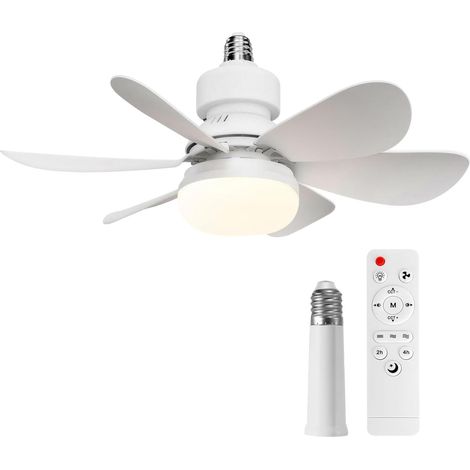 Ventilador de techo de 52 cm con luz y mando a distancia, LED regulable, pequeño y silencioso, con varilla de extensión para dormitorio, uso en interiores. (1/5)