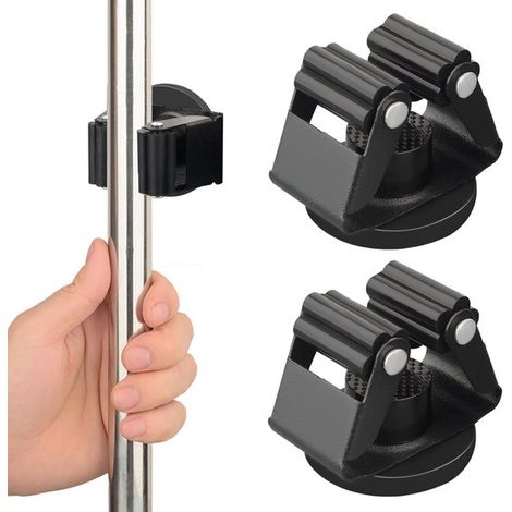 Soporte magnético para escobas - Soporte para herramientas - Almacenamiento para garaje - Imán potente - 5,7 x 5,7 x 5,2 cm - Negro