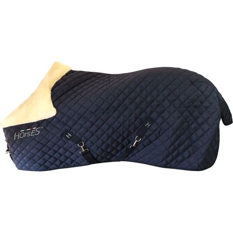 155 cm, BLU: Coperta da Box per cavalli modlelo Quazar Silky imbottitura 250g 1200D con inserto in pelo