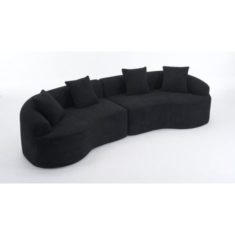 CHICFURN Sofá modular 4 plazas 275x115x63 cm chenilla negra para salón, sin montaje (1/5)