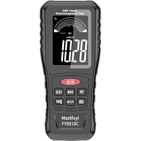 Probador de campo electromagnético recargable Mastfuyi FY8818C, 4 en 1, medición de temperatura por radiofrecuencia, pantalla LCD, alerta sonora y visual. (1/5)