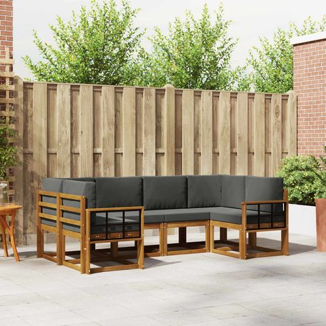 Outdoor-Sofagarnitur mit Kissen 6 pcs Natur und Anthrazit (1/5)