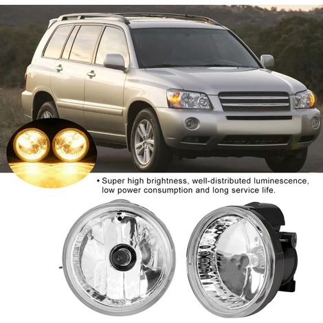 Paar Nebelscheinwerfer (links und rechts) für Toyota Highlander (2004–2006), klar, mit 9006-Glühbirnen, für Nachtfahrten, straßenzugelassen, Komplettset (1/5)