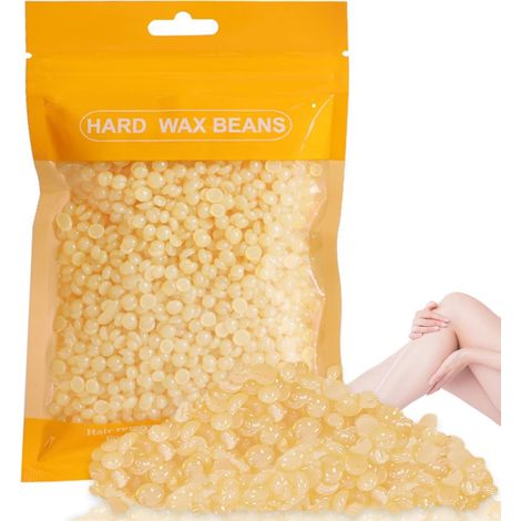 100 g de perles de cire épilatoire chaude,jaune clair  pour le visage, jambes, bras, hommes et femmes (1/5)