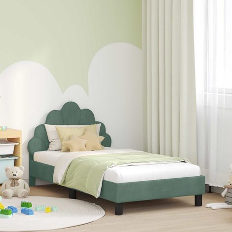Kinderbettgestell mit Kopfteil Meergrün 80 x 160 cm Samt (1/5)