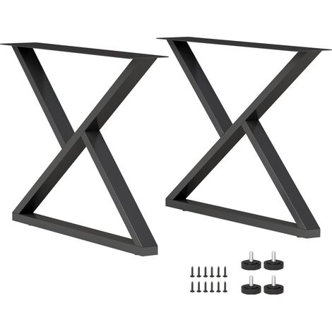 HOMCOM Set 2 Gambe per Mobili in Acciaio a Forma di X, Stile Industriale, Nero