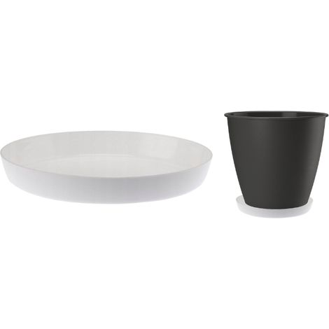 Weißer Untersetzer aus Kunststoff für einen 14,5 cm großen Cristal-Blumentopf