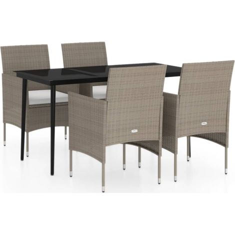 Maison Exclusive - Set da Pranzo da Giardino 5 pz con Cuscini Beige e Nero
