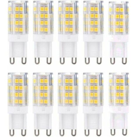 Confezione da 10 lampadine LED G9, luce bianca calda 3000 K 5 W equivalenti a lampadine alogene da 40 W 420 lumen non dimmerabili. (1/4)