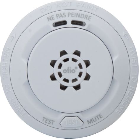 Otio – Détecteur de fumée compact 10 ans autonomie – Alarme 85dB – Installation sans fil au plafond – Conforme CE EN 14604