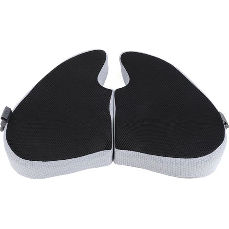 Coussin de siège de chaise de bureau pliable en mousse à mémoire de forme respirante, 45 x 39 x 8 cm, avec boucle de fixation, idéal pour les voyages (noir). (1/5)