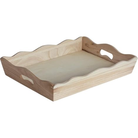 Holztablett, naturbelassen, 1 Stück, 28 x 38 cm mit Griffen, dekorativ, zum Servieren