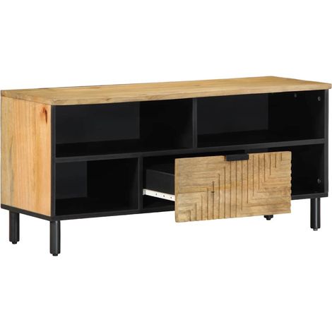Meuble TV Banc TV Meuble de rangement - marron 100x33x46 cm bois massif de manguier fr2483 - Maison La Vie