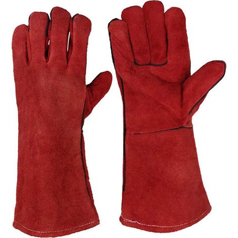 Hitzebeständige Schweißerhandschuhe aus Leder für Herren, geeignet für Holzfeuerung, Grillen und Gartenarbeit.