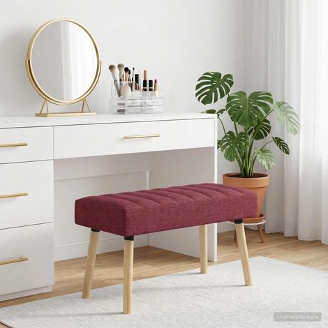Banc capitonné en tissu Bordeaux pour chambre, salon ou couloir 80 x 40 x 46 cm - PANGIVO (1/5)
