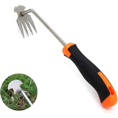 Pair Désherbeur manuel pour le jardinage - Outil de jardinage - Outil de désherbage - Outil de déracinement - Avec manche en caoutchouc - 4 dents