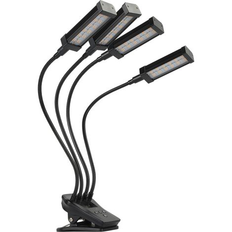 96-W-Gartenpflanzenlampe mit 4 Leuchtenköpfen, LCD-Display, mehreren Dimmstufen, Vollspektrum, 100–240 V, schwarzer EU-Stecker (1/5)